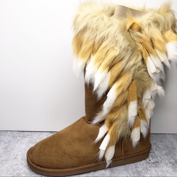 SOLD-Furry Fuzzie Boots Size 10 Brown - Picture 4 of 5